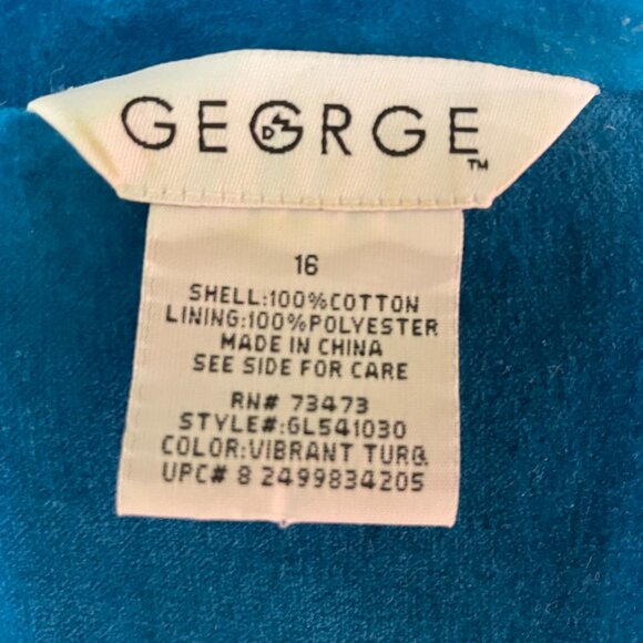 VTG GEORGE TEAL COTTON VELVET SIZE 16 JACKET WITH JEWELED BUTTONS - Picture 7 of 9